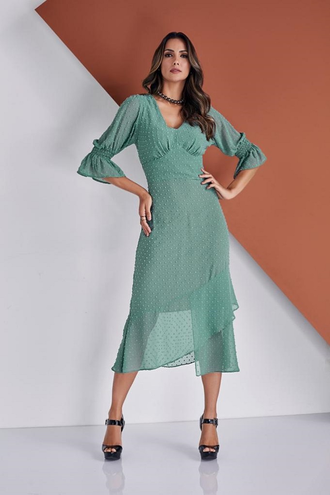 Vestido midi c/manga