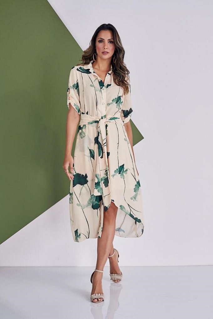 Vestido midi crepe 