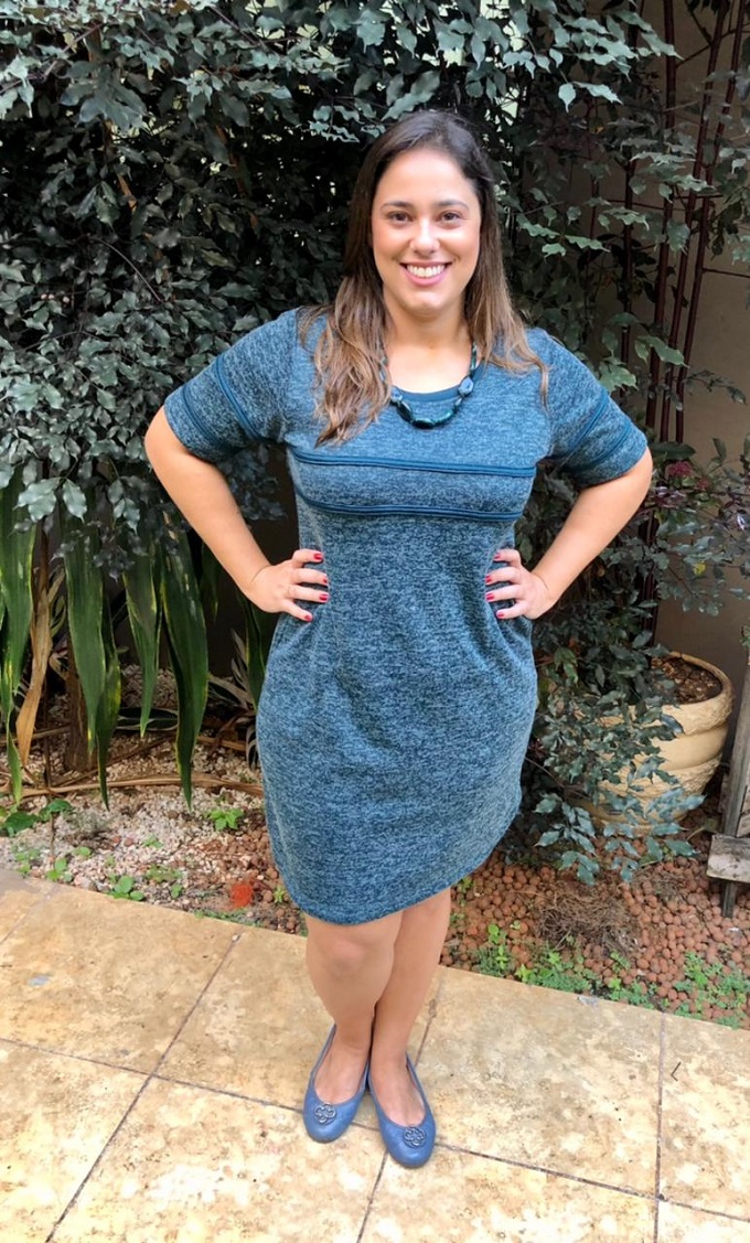 Vestido malha com galão